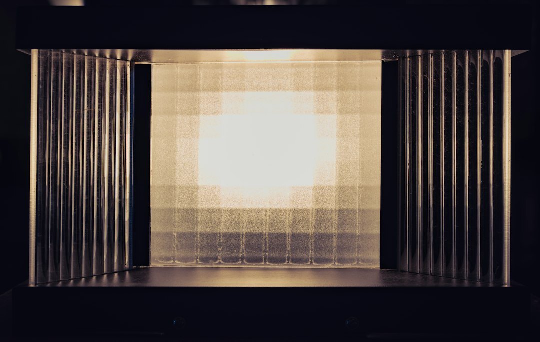 Empty television soundstage with overhead lighting grid
